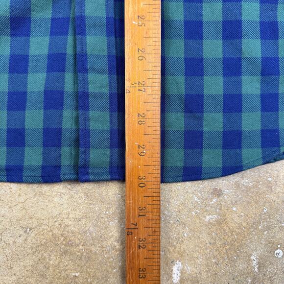 J. Crew Flannel Shirt Men’s Small Green Navy Blue Heavyweight Long Sleeve - Picture 9 of 10